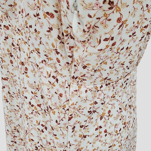 OUTERKNOWN Floral Print V Neck Short Sleeve Mini Dress Lightweight Womens Large - Picture 4 of 11